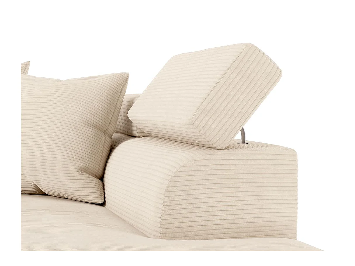 Canapé d'angle droit convertible RIO 5 places avec coffre de rangement en velours côtelé - Beige