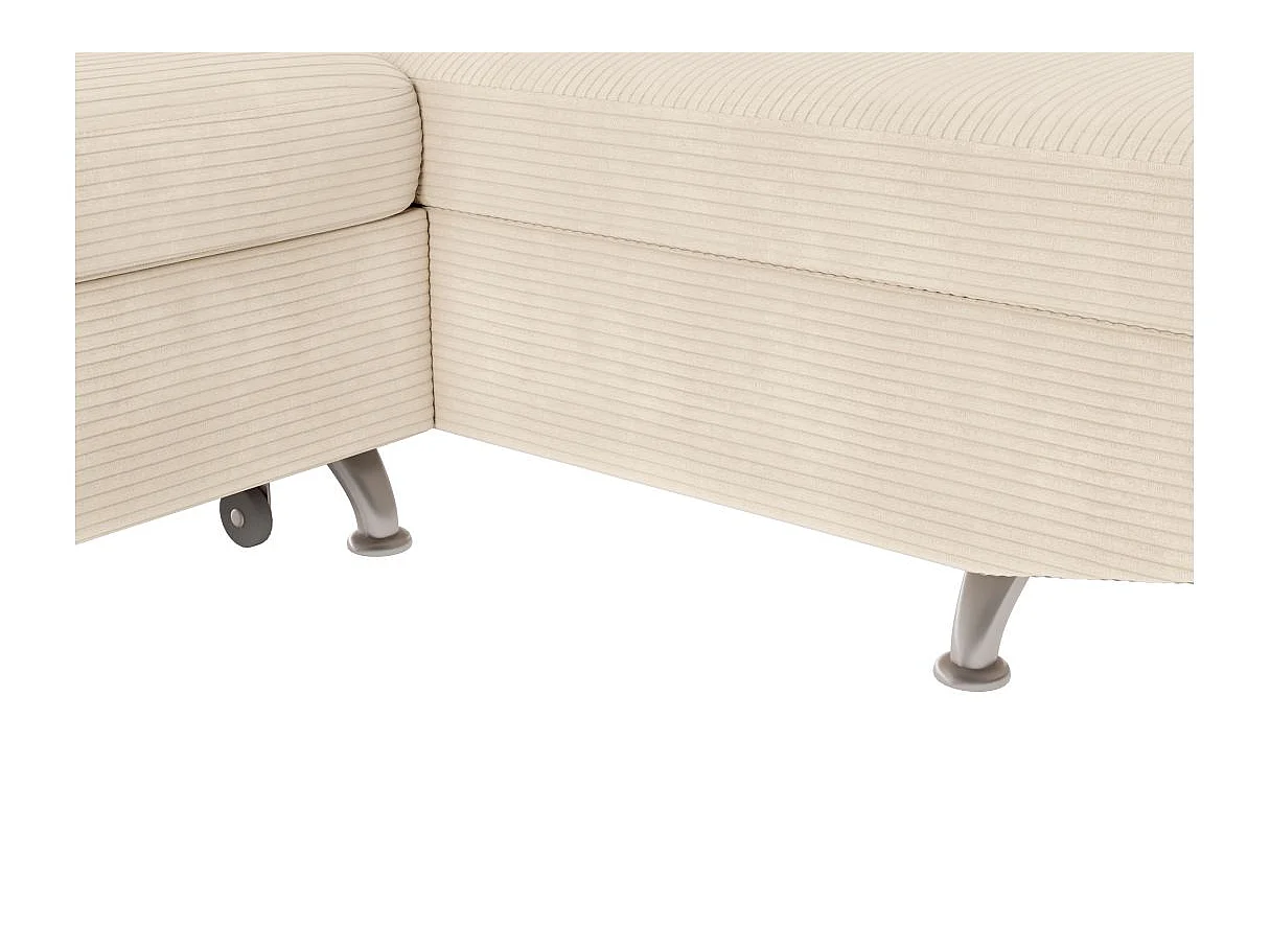 Canapé d'angle droit convertible RIO 5 places avec coffre de rangement en velours côtelé - Beige