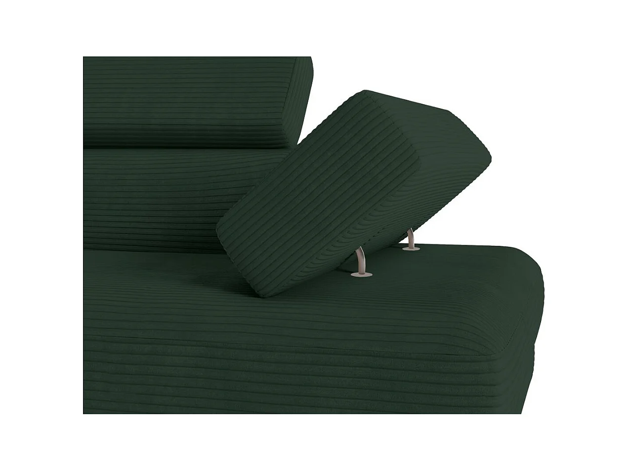 Canapé d'angle gauche convertible RIO 5 places avec coffre de rangement en velours côtelé vert foncé