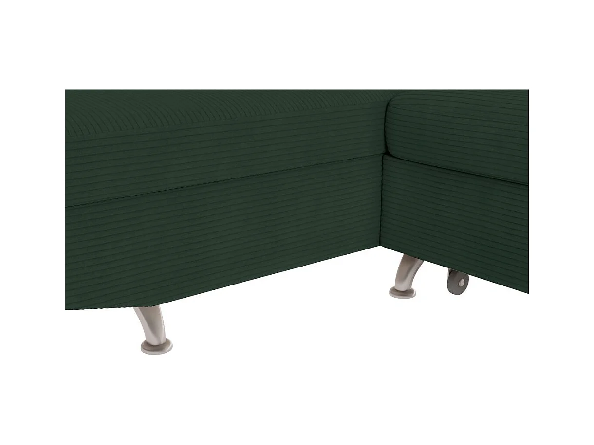 Canapé d'angle gauche convertible RIO 5 places avec coffre de rangement en velours côtelé vert foncé