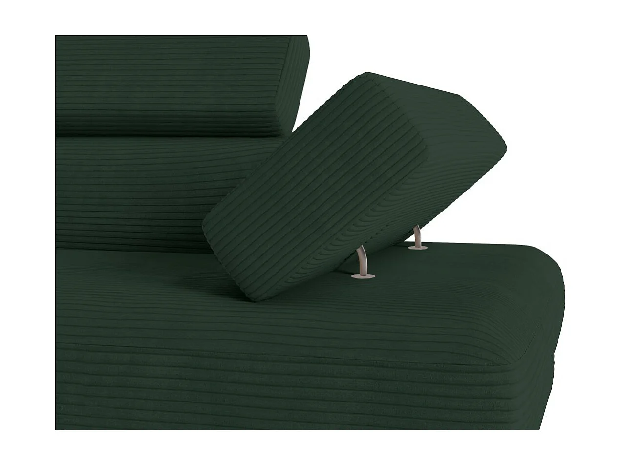 Canapé d'angle gauche convertible RIO 5 places avec coffre de rangement en velours côtelé vert foncé