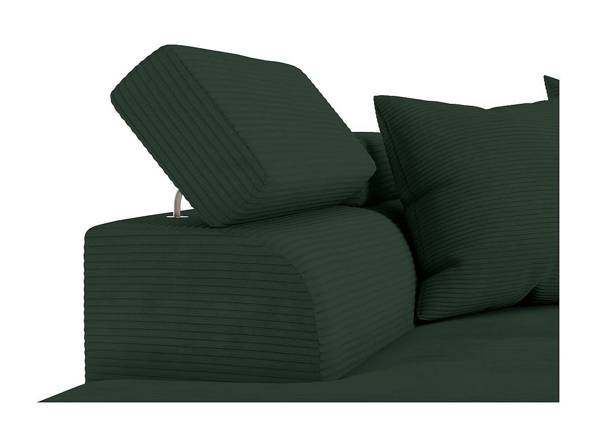 Canapé d'angle gauche convertible RIO 5 places avec coffre de rangement en velours côtelé vert foncé
