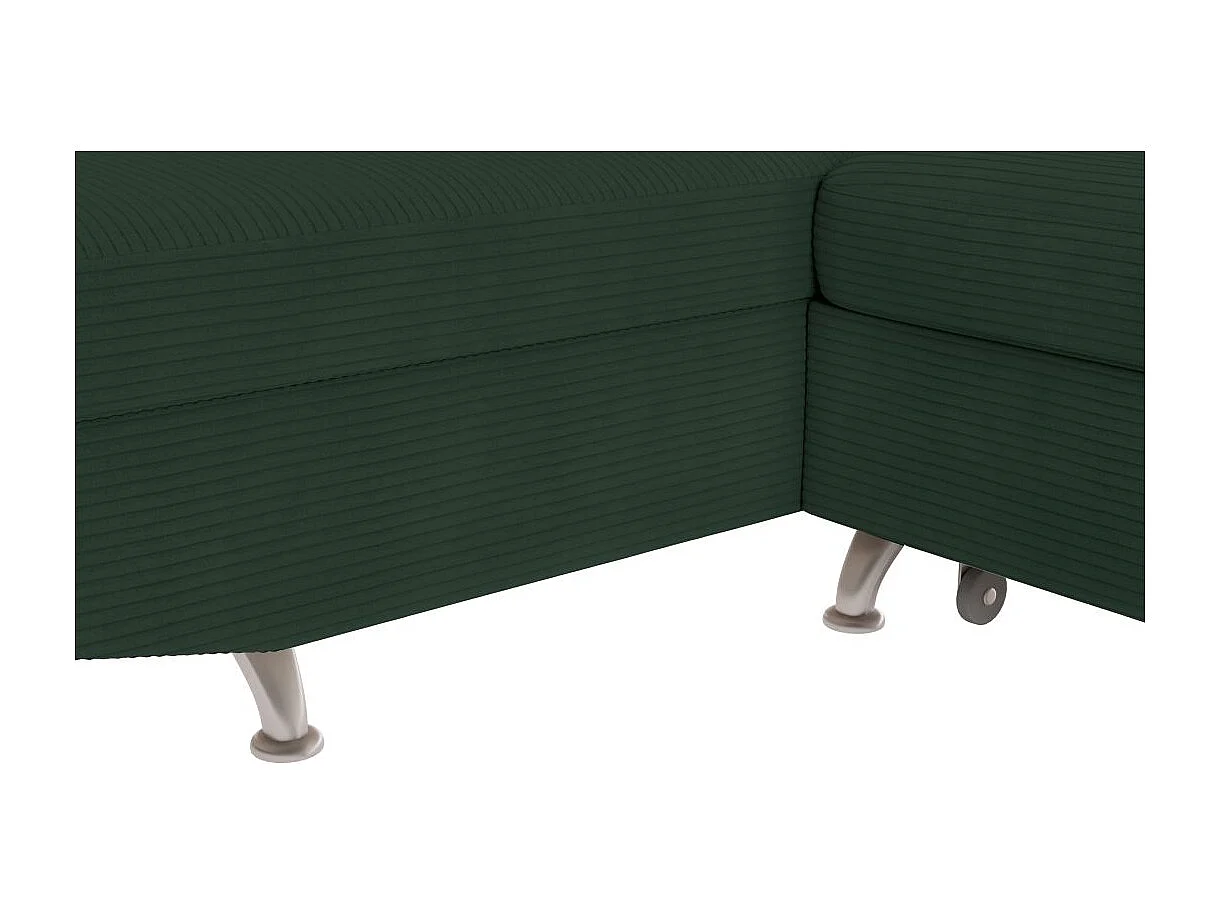 Canapé d'angle gauche convertible RIO 5 places avec coffre de rangement en velours côtelé vert foncé