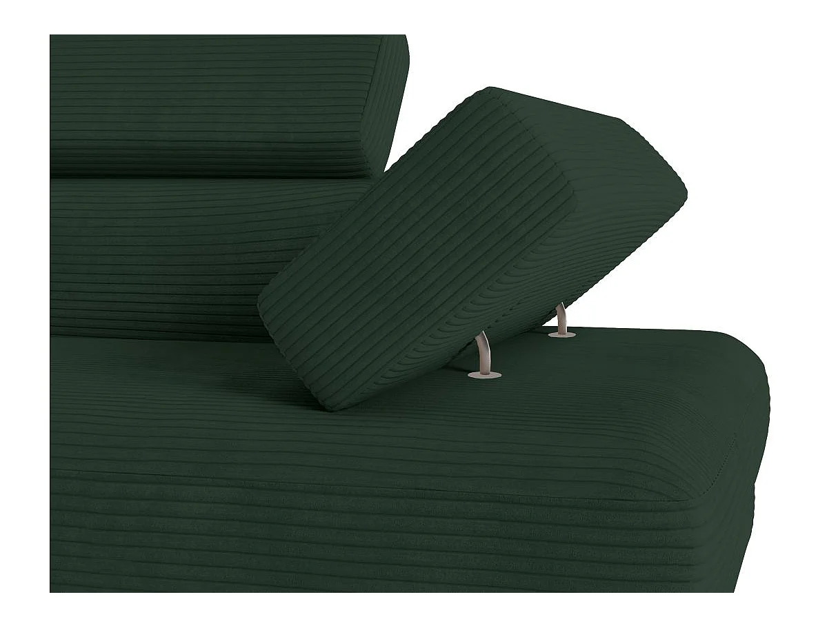 Canapé d'angle gauche convertible RIO 5 places avec coffre de rangement en velours côtelé vert foncé