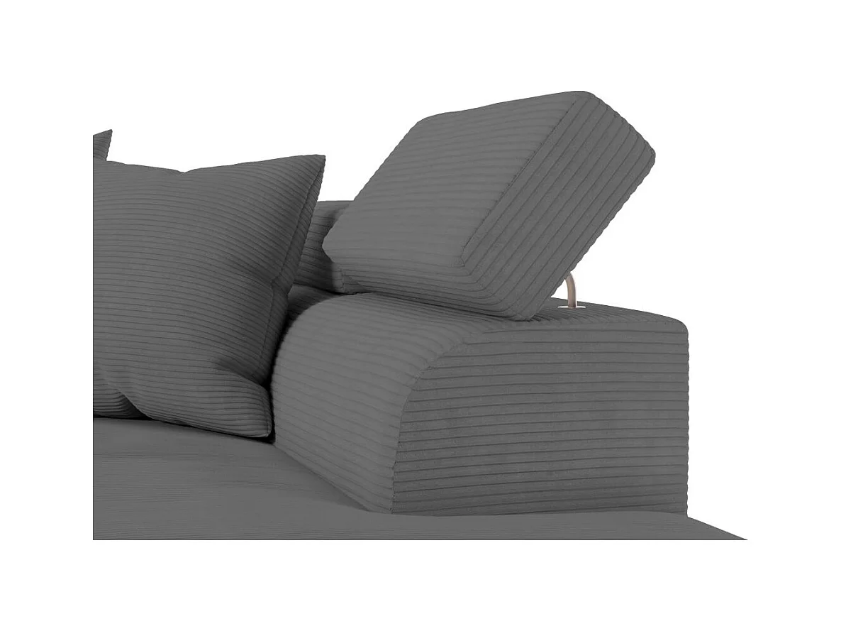 Canapé d'angle droit convertible RIO 5 places avec coffre de rangement en velours côtelé Gris anthracite