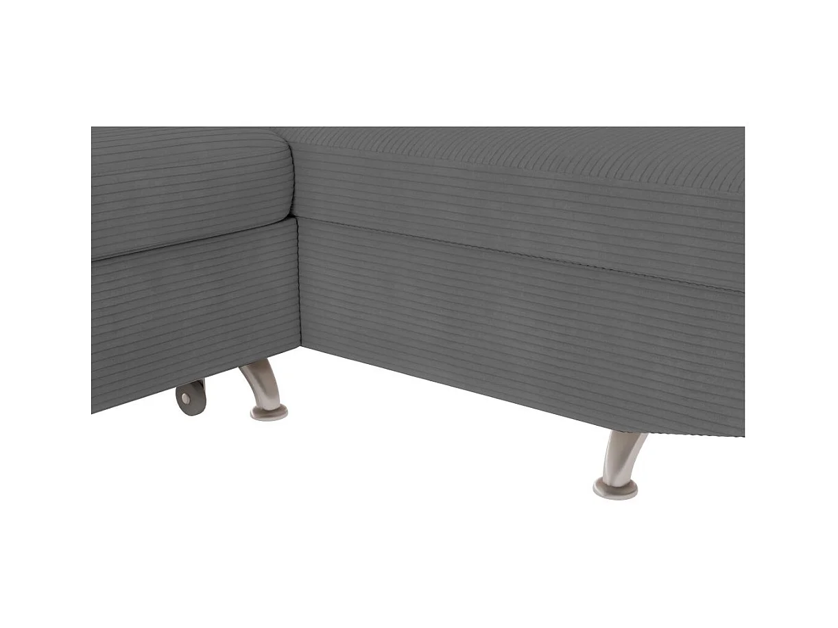 Canapé d'angle droit convertible RIO 5 places avec coffre de rangement en velours côtelé Gris anthracite