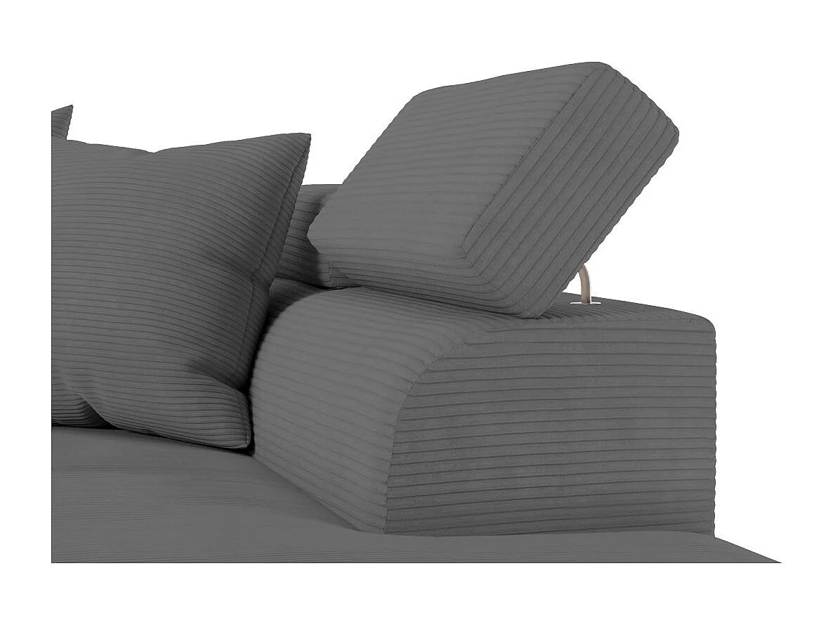 Canapé d'angle droit convertible RIO 5 places avec coffre de rangement en velours côtelé Gris anthracite