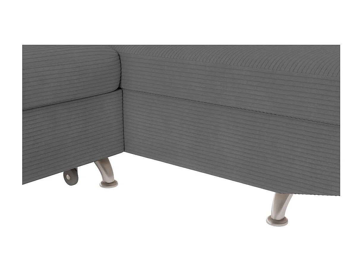 Canapé d'angle droit convertible RIO 5 places avec coffre de rangement en velours côtelé Gris anthracite