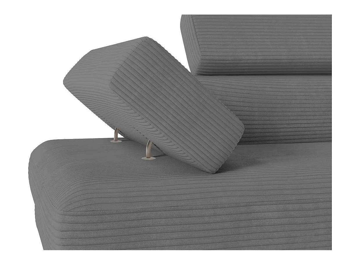 Canapé d'angle droit convertible RIO 5 places avec coffre de rangement en velours côtelé Gris anthracite