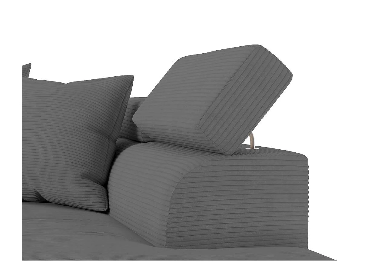 Canapé d'angle droit convertible RIO 5 places avec coffre de rangement en velours côtelé Gris anthracite