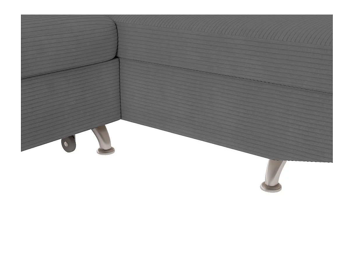 Canapé d'angle droit convertible RIO 5 places avec coffre de rangement en velours côtelé Gris anthracite