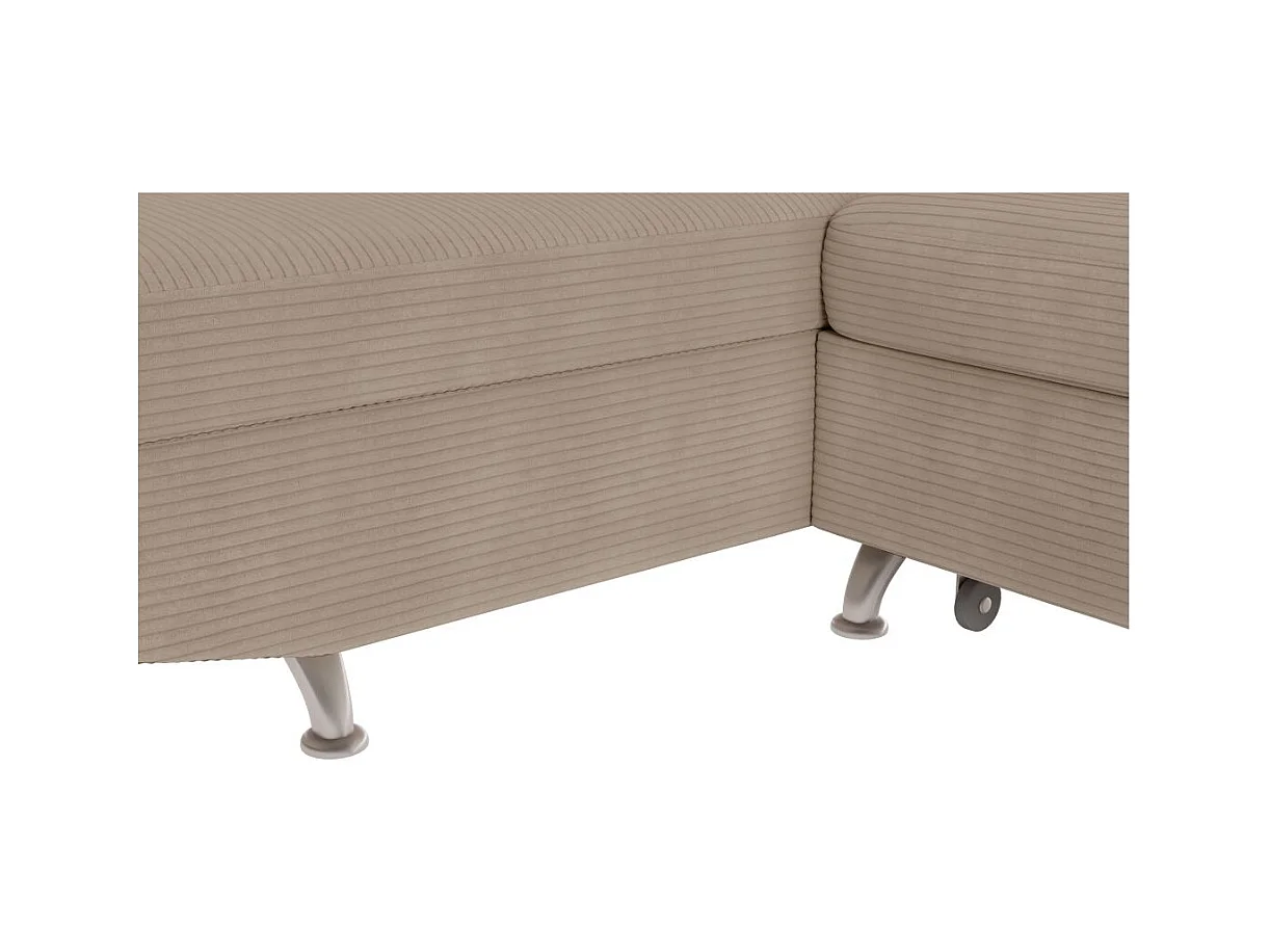 Canapé d'angle gauche convertible RIO 5 places avec coffre de rangement en velours côtelé - Taupe