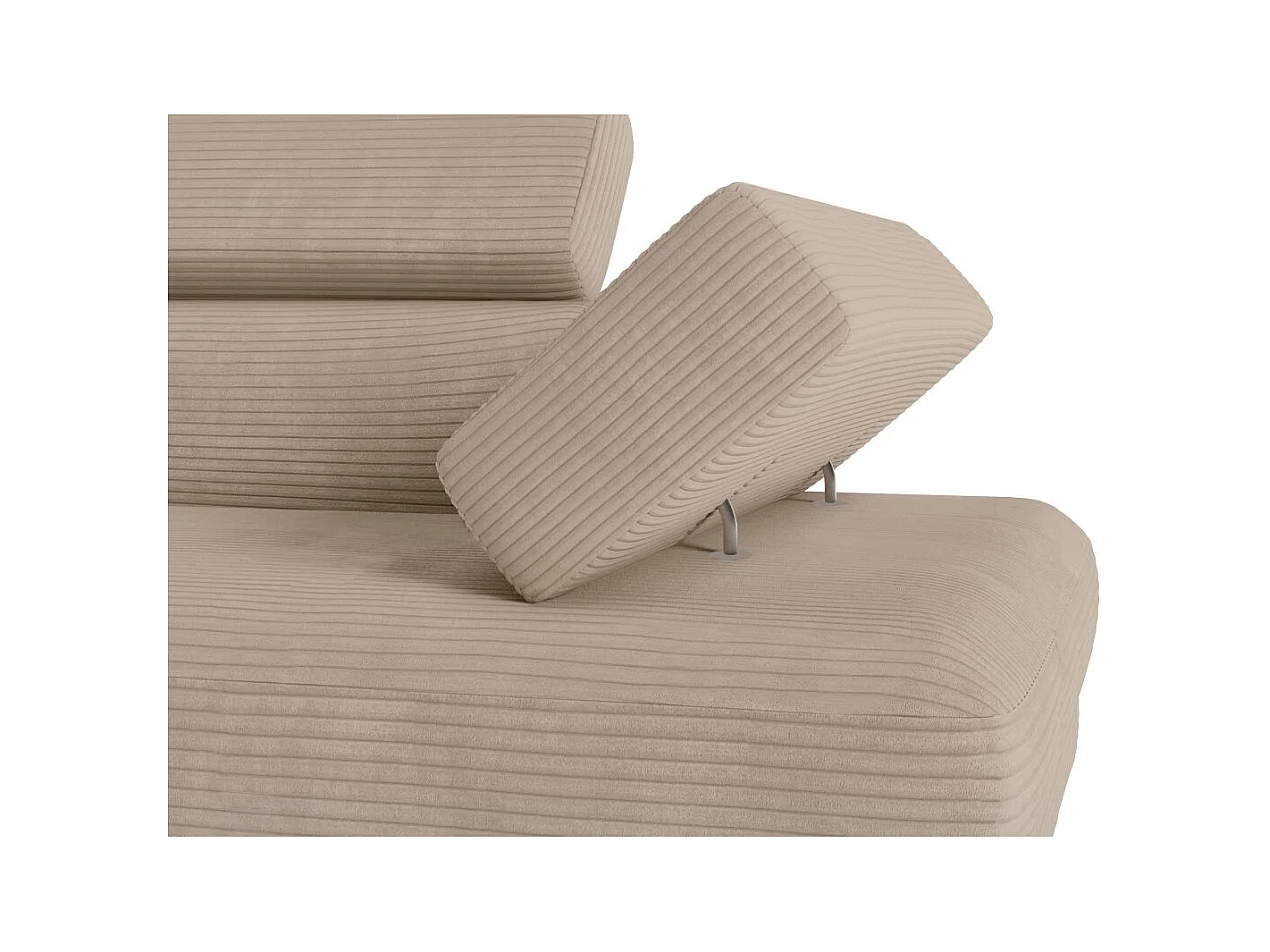 Canapé d'angle gauche convertible RIO 5 places avec coffre de rangement en velours côtelé - Taupe