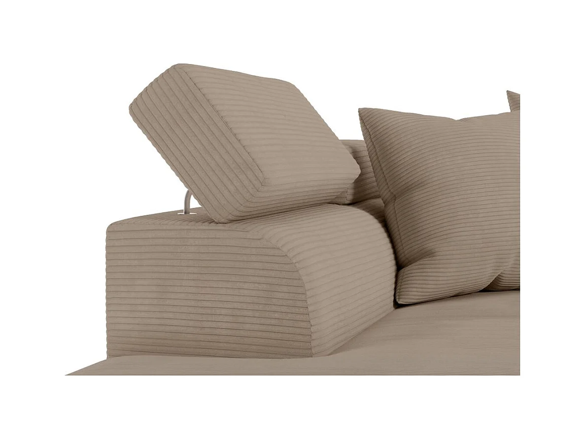 Canapé d'angle gauche convertible RIO 5 places avec coffre de rangement en velours côtelé - Taupe