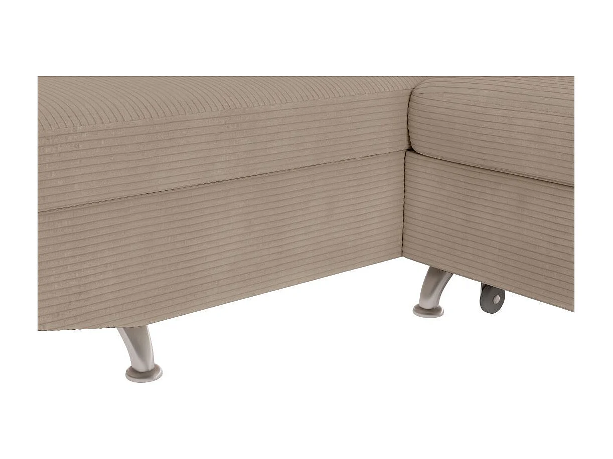 Canapé d'angle gauche convertible RIO 5 places avec coffre de rangement en velours côtelé - Taupe