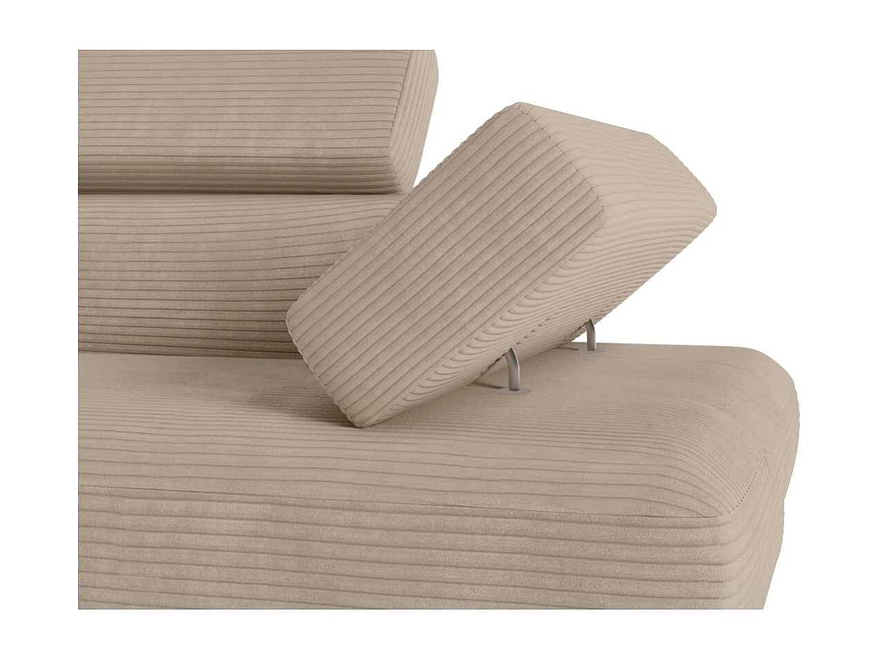 Canapé d'angle gauche convertible RIO 5 places avec coffre de rangement en velours côtelé - Taupe