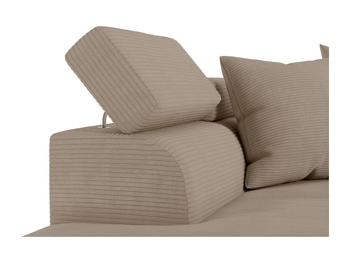 Canapé d'angle gauche convertible RIO 5 places avec coffre de rangement en velours côtelé - Taupe