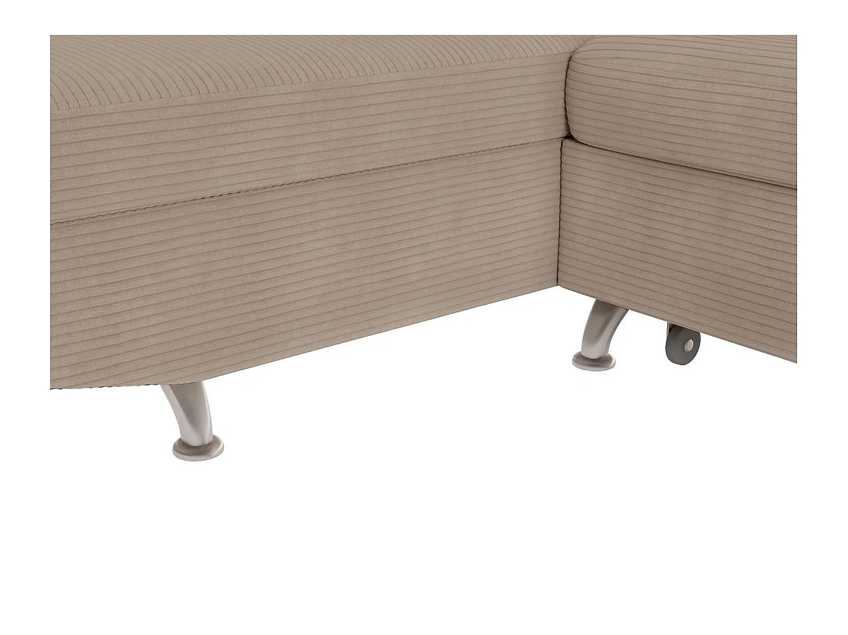 Canapé d'angle gauche convertible RIO 5 places avec coffre de rangement en velours côtelé - Taupe