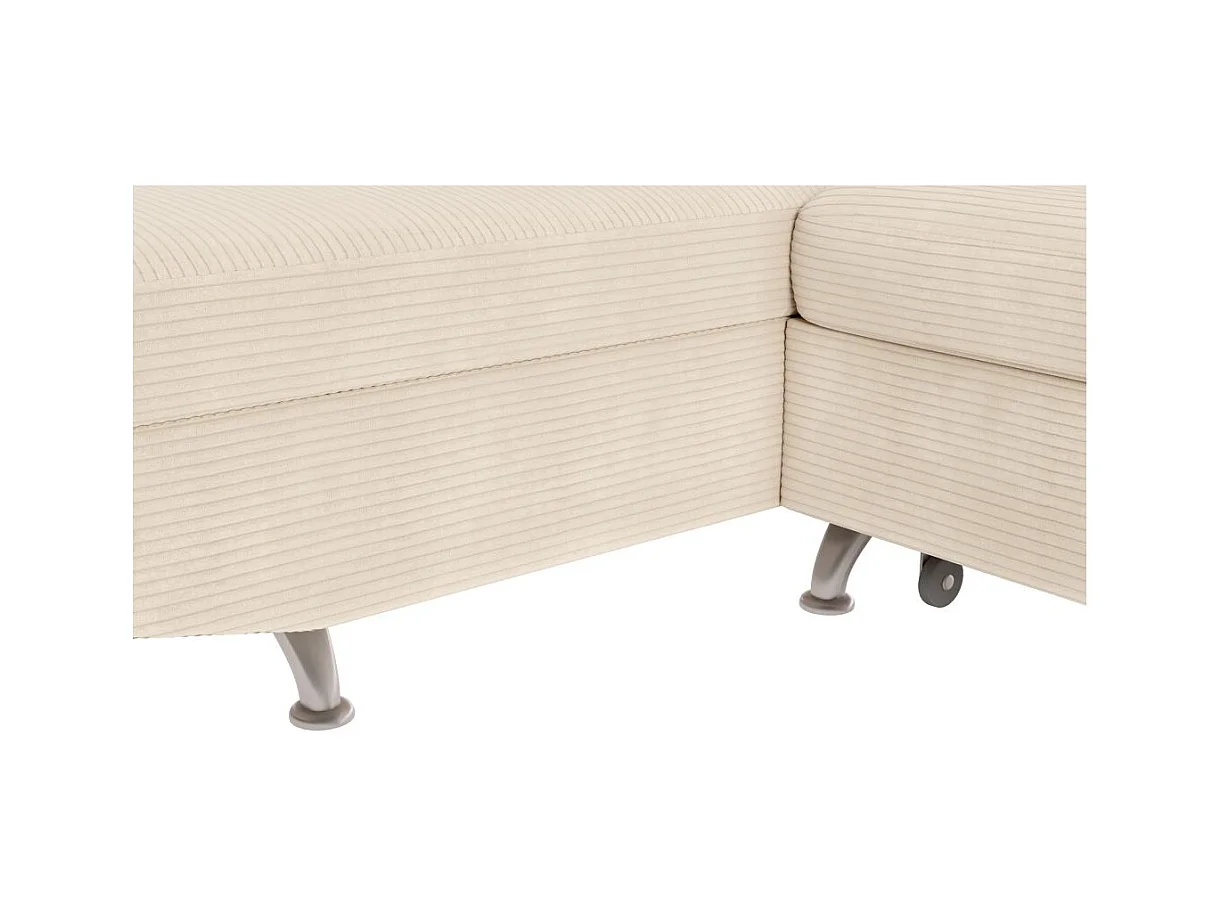 Canapé d'angle gauche convertible RIO 5 places avec coffre de rangement en velours côtelé - Beige