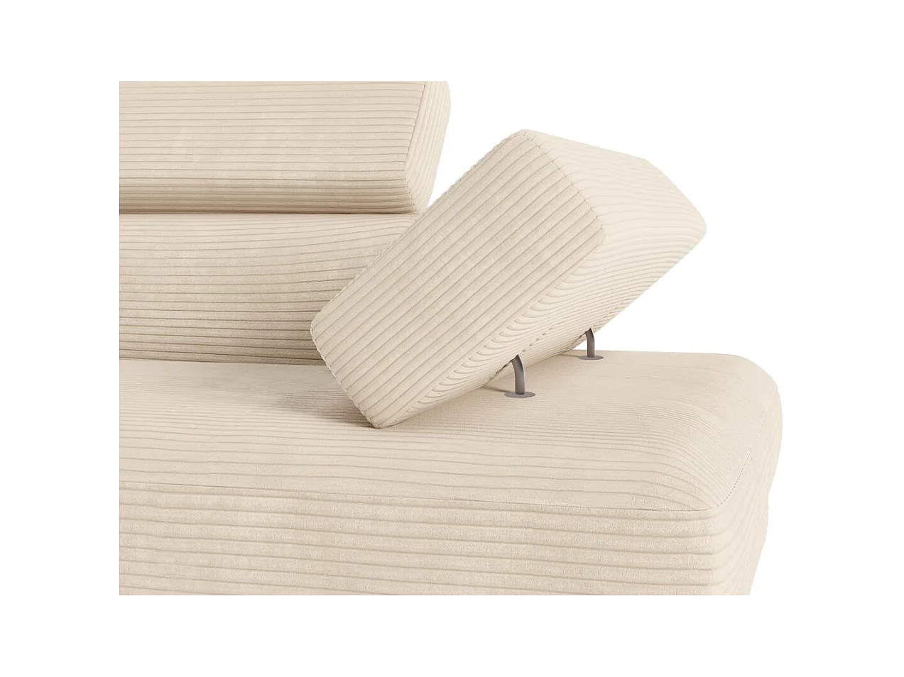 Canapé d'angle gauche convertible RIO 5 places avec coffre de rangement en velours côtelé - Beige