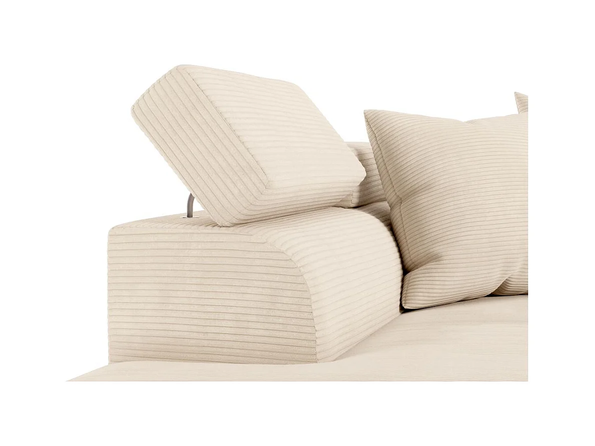 Canapé d'angle gauche convertible RIO 5 places avec coffre de rangement en velours côtelé - Beige