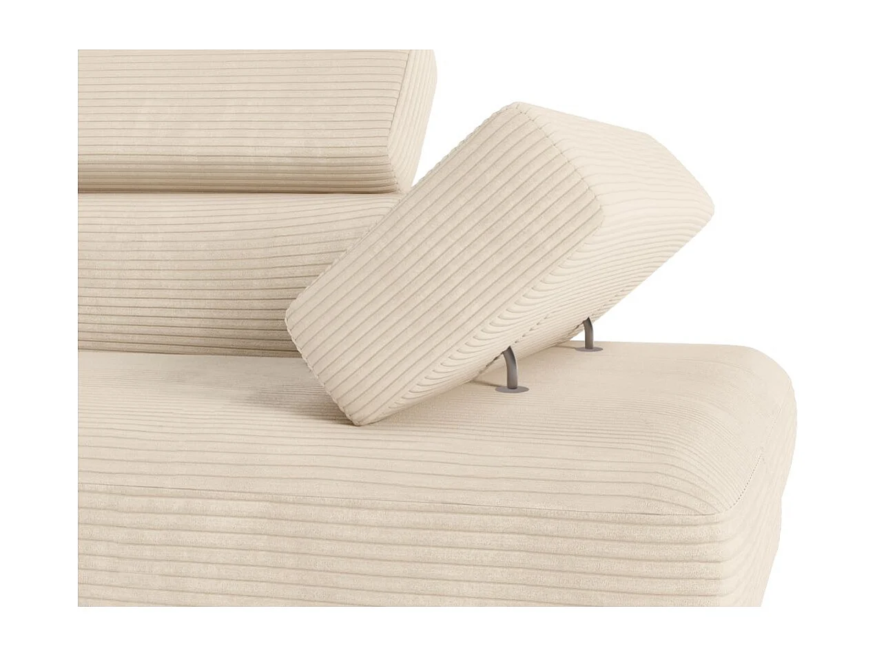 Canapé d'angle gauche convertible RIO 5 places avec coffre de rangement en velours côtelé - Beige