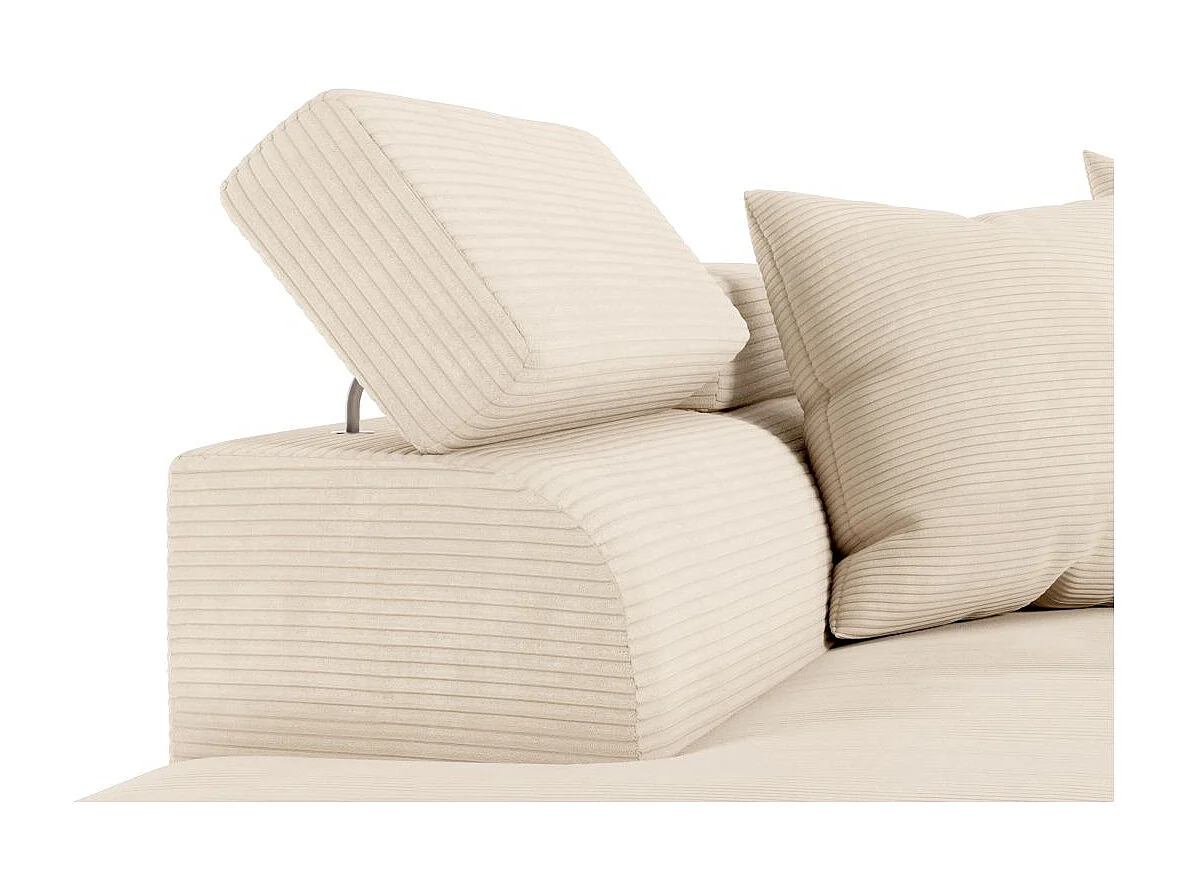 Canapé d'angle gauche convertible RIO 5 places avec coffre de rangement en velours côtelé - Beige