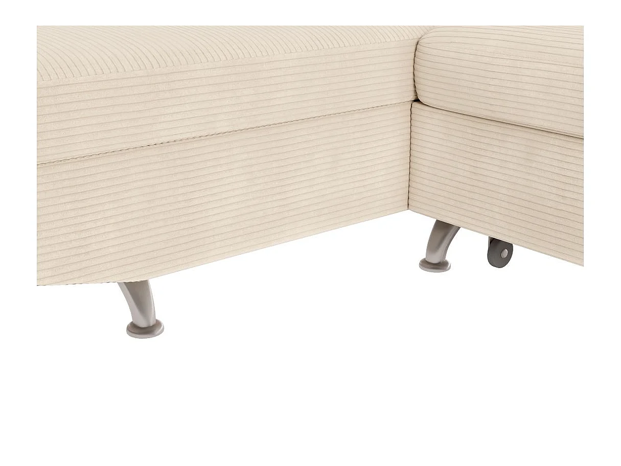 Canapé d'angle gauche convertible RIO 5 places avec coffre de rangement en velours côtelé - Beige