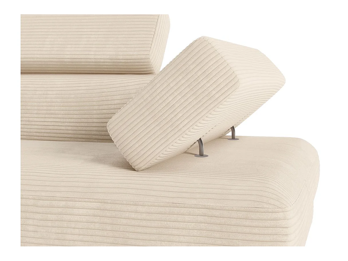 Canapé d'angle gauche convertible RIO 5 places avec coffre de rangement en velours côtelé - Beige
