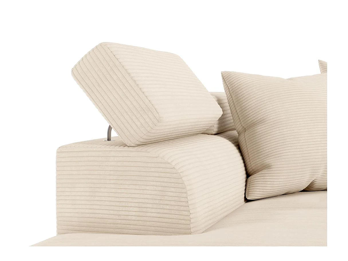Canapé d'angle gauche convertible RIO 5 places avec coffre de rangement en velours côtelé - Beige
