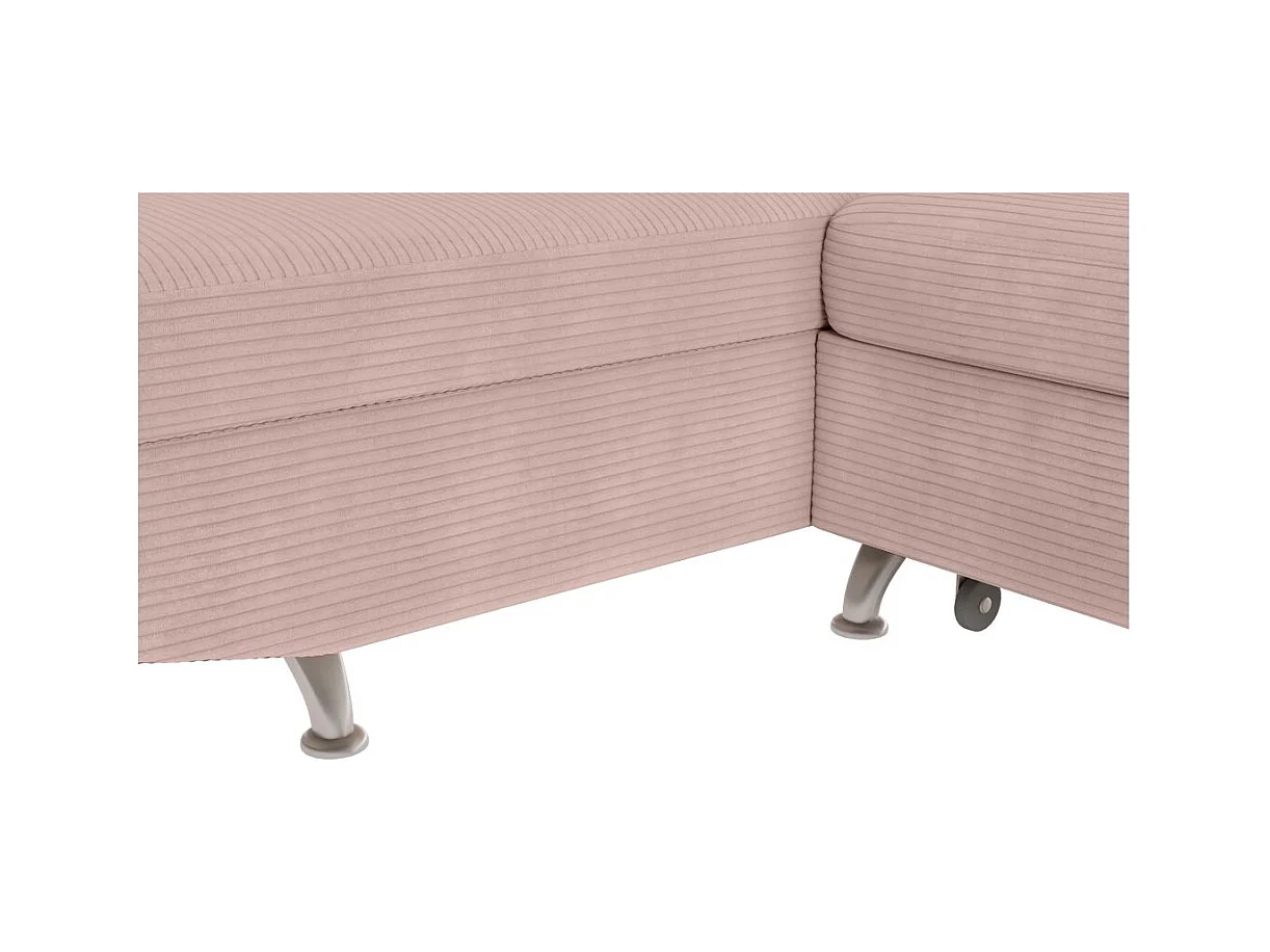 Canapé d'angle gauche convertible RIO 5 places avec coffre de rangement en velours côtelé vieux rose