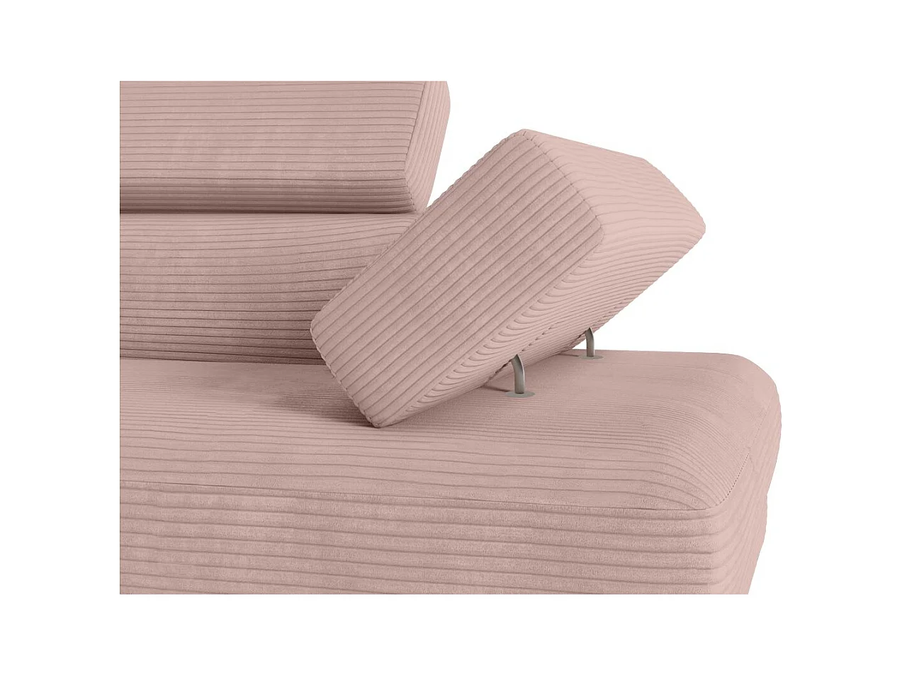 Canapé d'angle gauche convertible RIO 5 places avec coffre de rangement en velours côtelé vieux rose