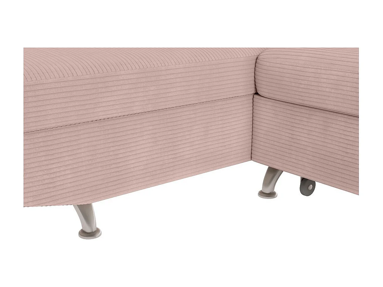 Canapé d'angle gauche convertible RIO 5 places avec coffre de rangement en velours côtelé vieux rose