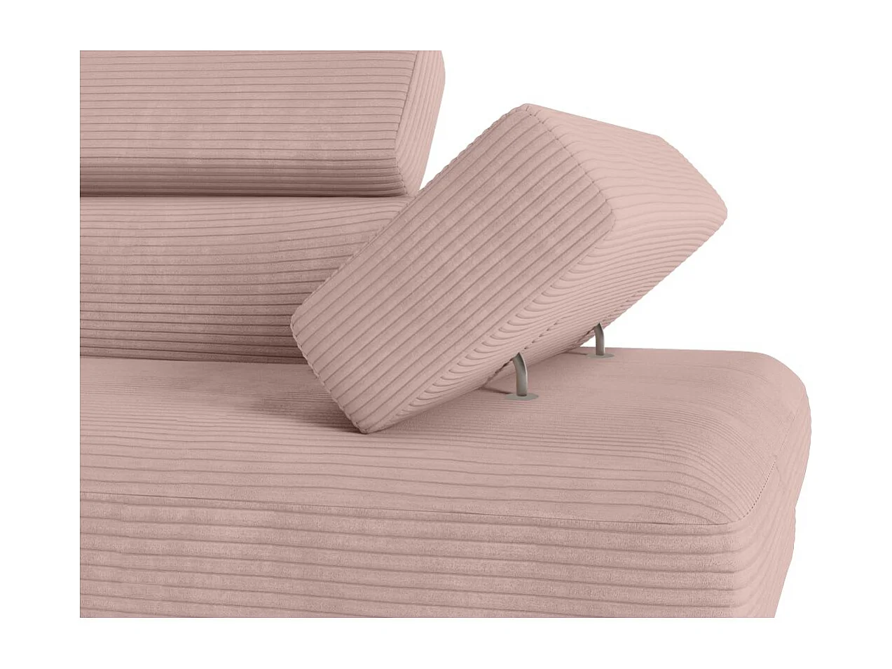 Canapé d'angle gauche convertible RIO 5 places avec coffre de rangement en velours côtelé vieux rose