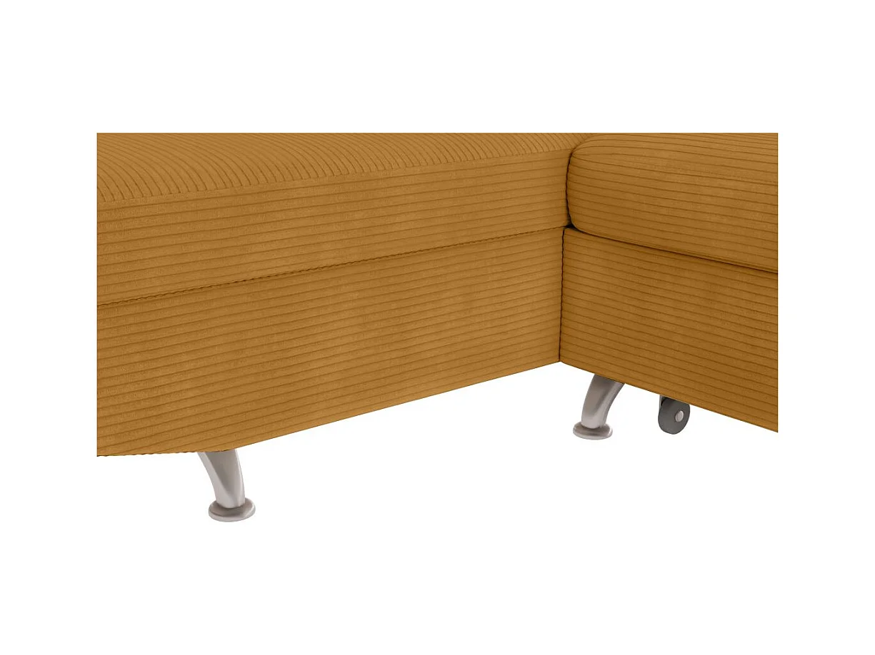 Canapé d'angle gauche convertible RIO 5 places avec coffre de rangement en velours côtelé - Jaune
