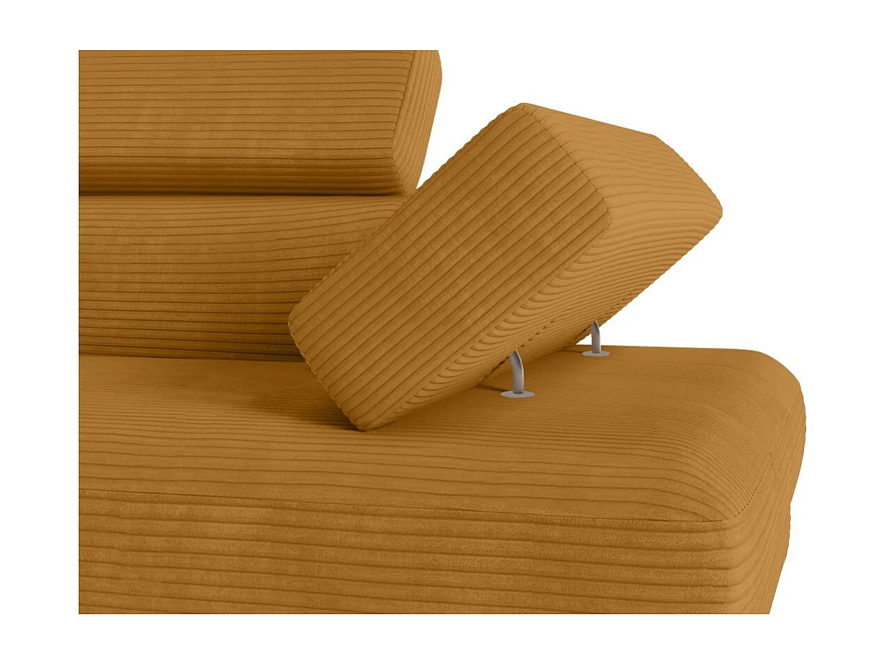 Canapé d'angle gauche convertible RIO 5 places avec coffre de rangement en velours côtelé - Jaune