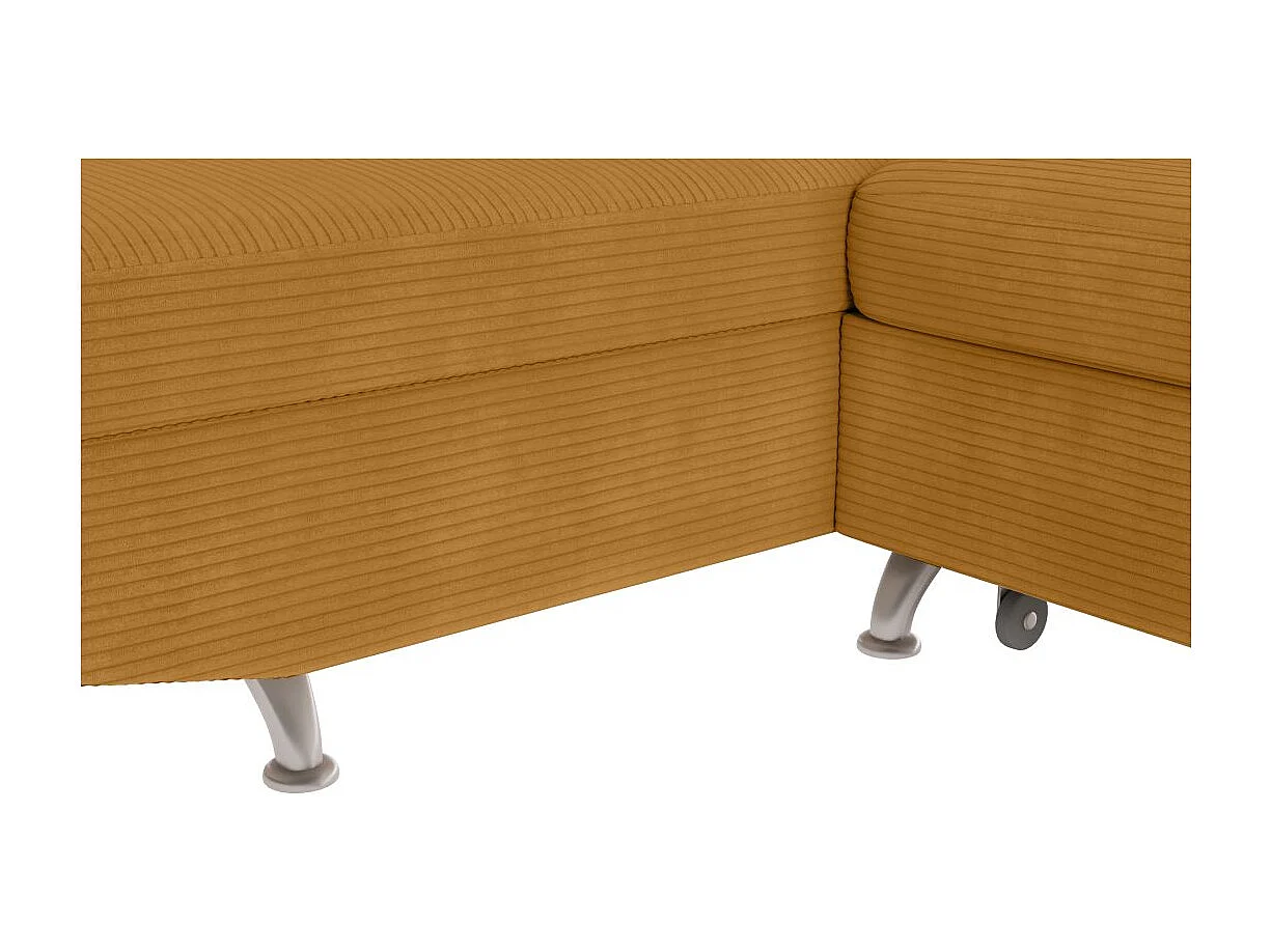 Canapé d'angle gauche convertible RIO 5 places avec coffre de rangement en velours côtelé - Jaune