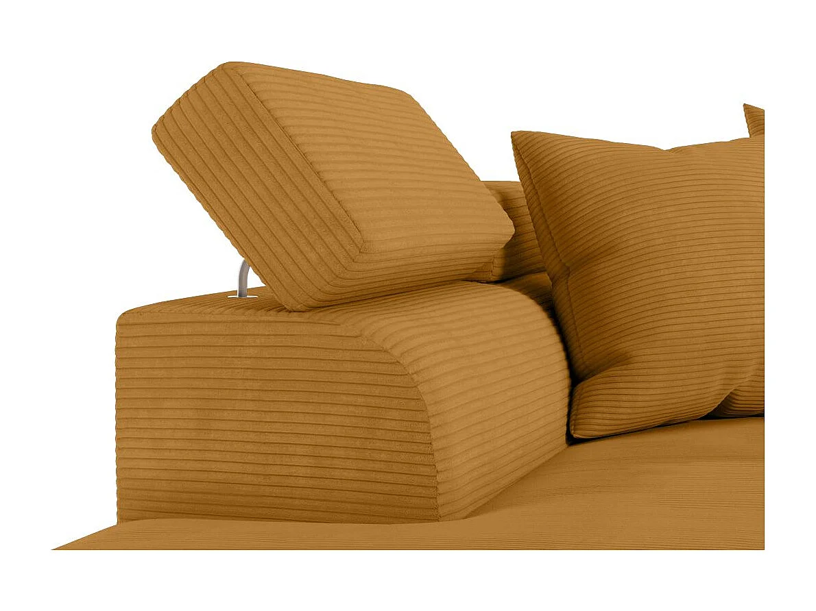 Canapé d'angle gauche convertible RIO 5 places avec coffre de rangement en velours côtelé - Jaune