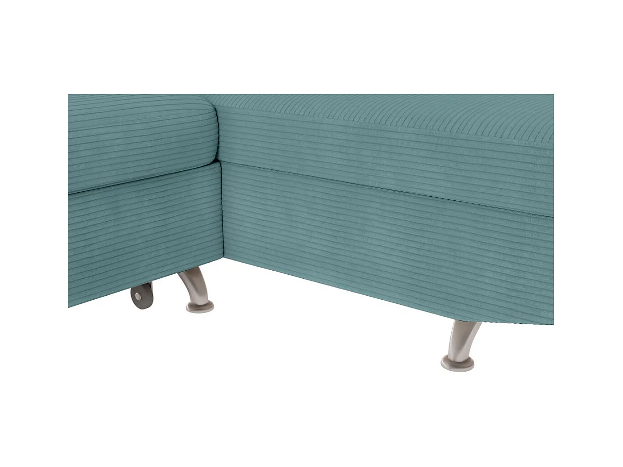 Canapé d'angle droit convertible RIO 5 places avec coffre de rangement en velours côtelé bleu clair