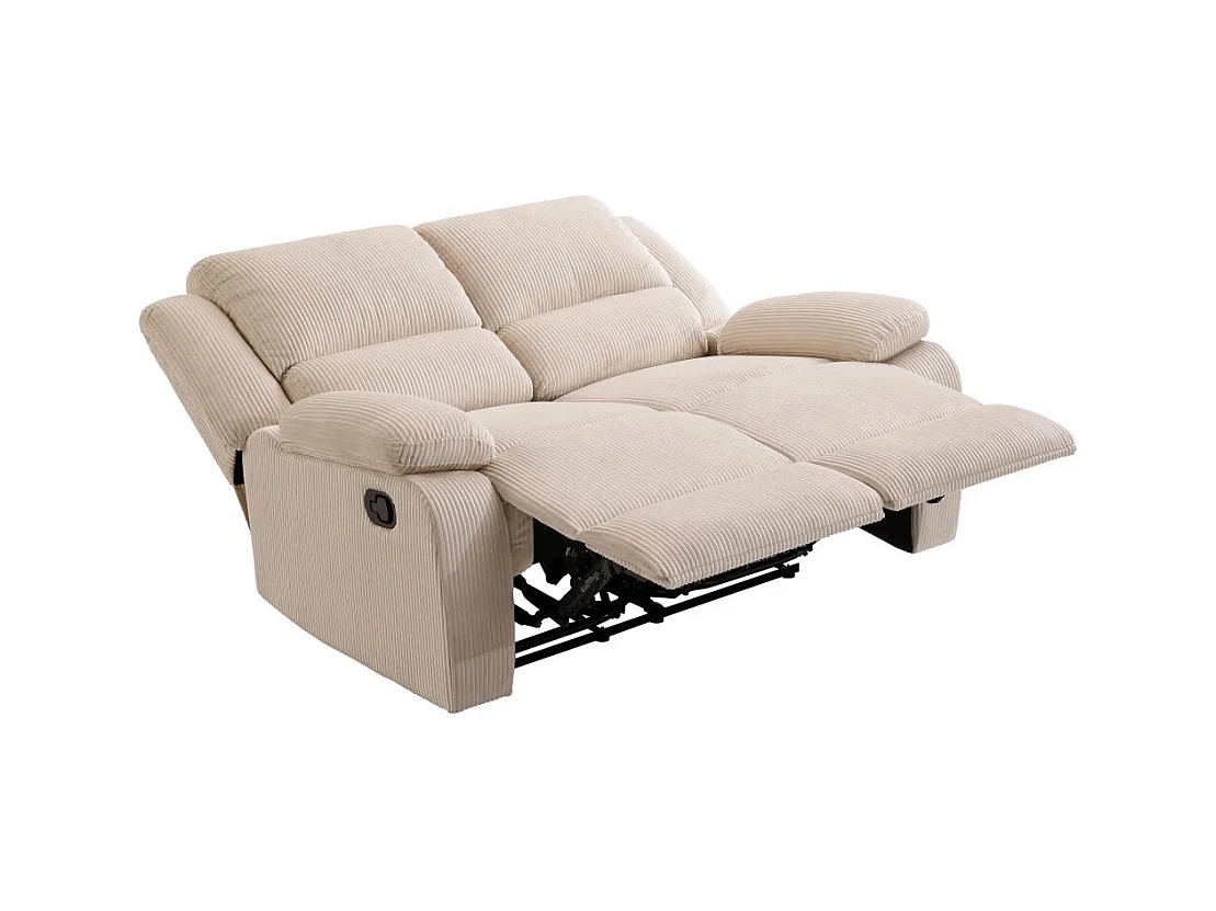 RELAXXO - Canapé de relaxation manuel 2 places LEO en velours côtelé - beige