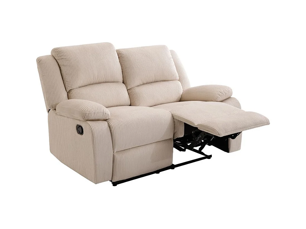 RELAXXO - Canapé de relaxation manuel 2 places LEO en velours côtelé - beige