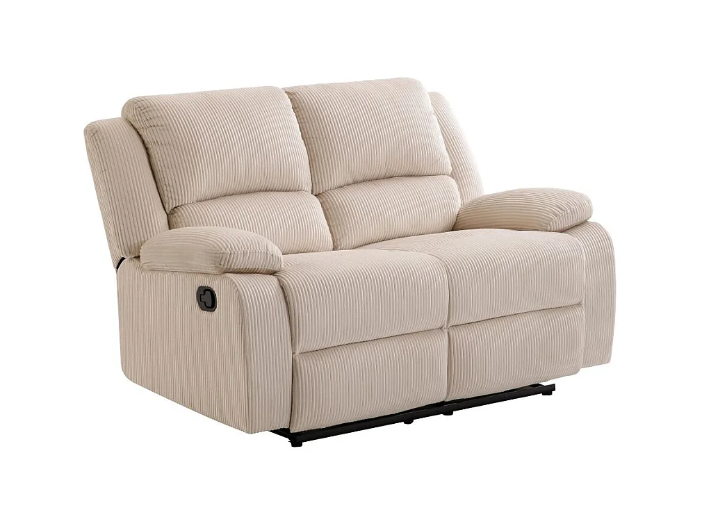 RELAXXO - Canapé de relaxation manuel 2 places LEO en velours côtelé - beige