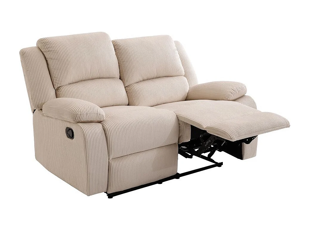 RELAXXO - Canapé de relaxation manuel 2 places LEO en velours côtelé - beige