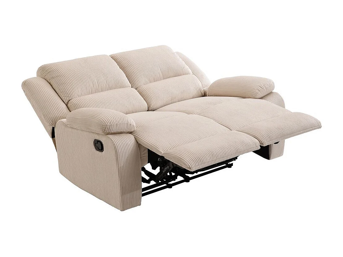 RELAXXO - Canapé de relaxation manuel 2 places LEO en velours côtelé - beige