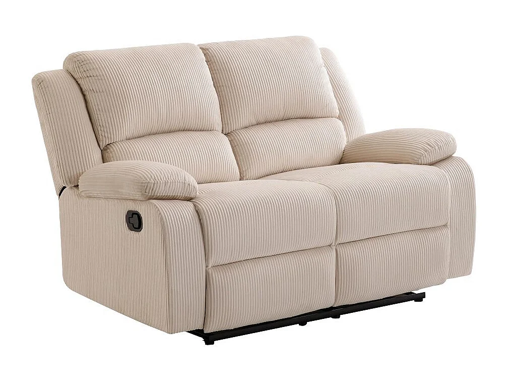 RELAXXO - Canapé de relaxation manuel 2 places LEO en velours côtelé - beige