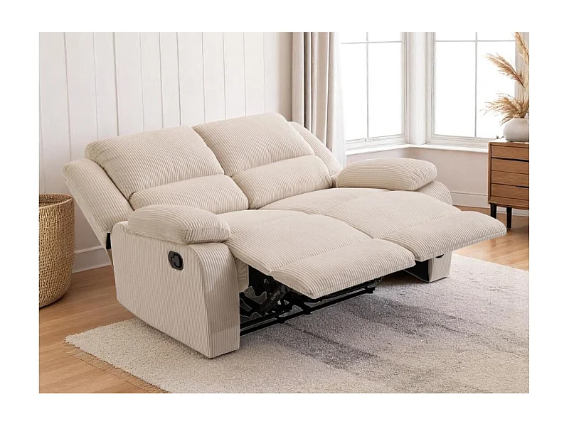 RELAXXO - Canapé de relaxation manuel 2 places LEO en velours côtelé - beige