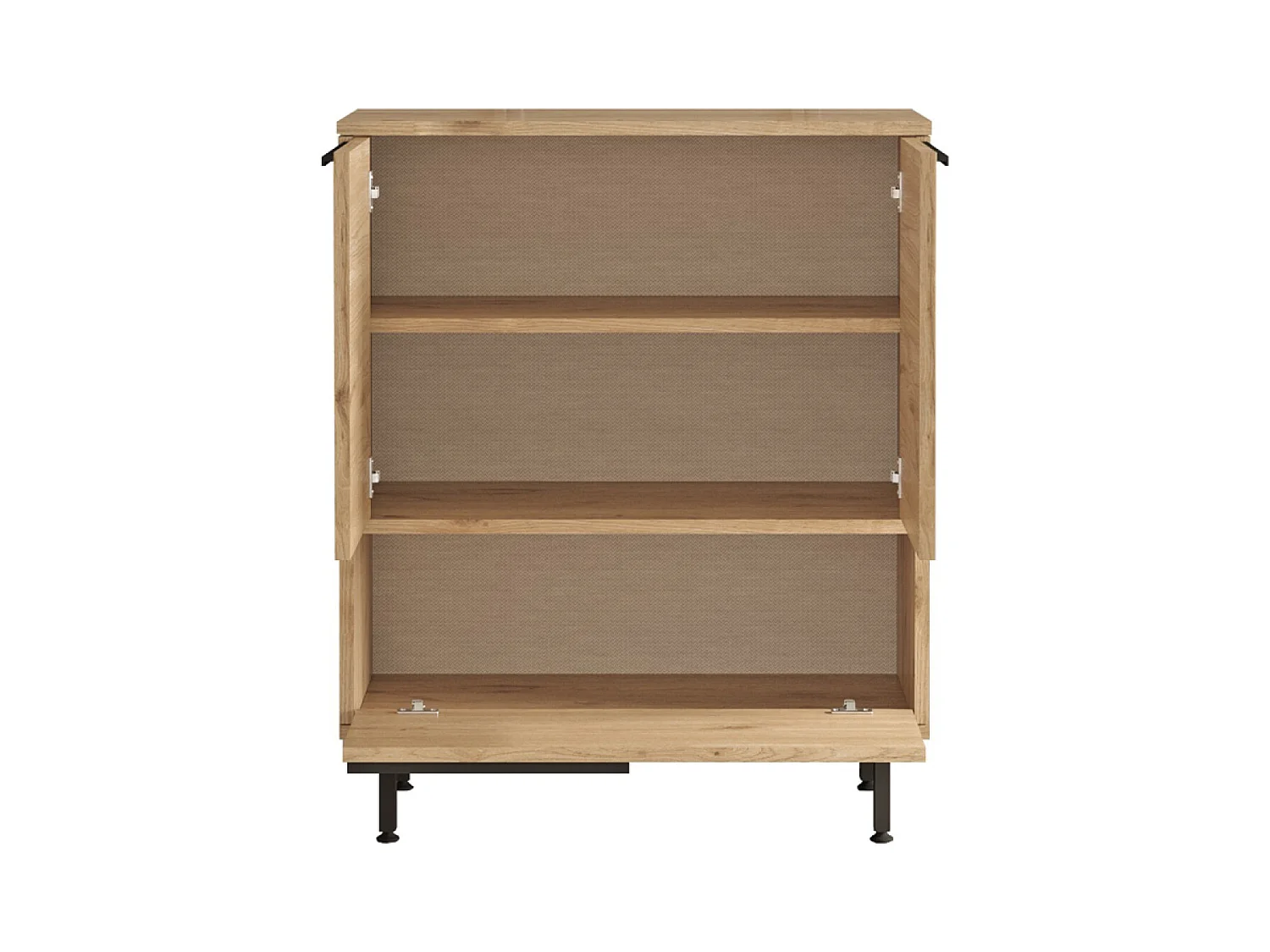 Meuble à chaussures 3 portes finition bois et cannage 75x90cm ABA