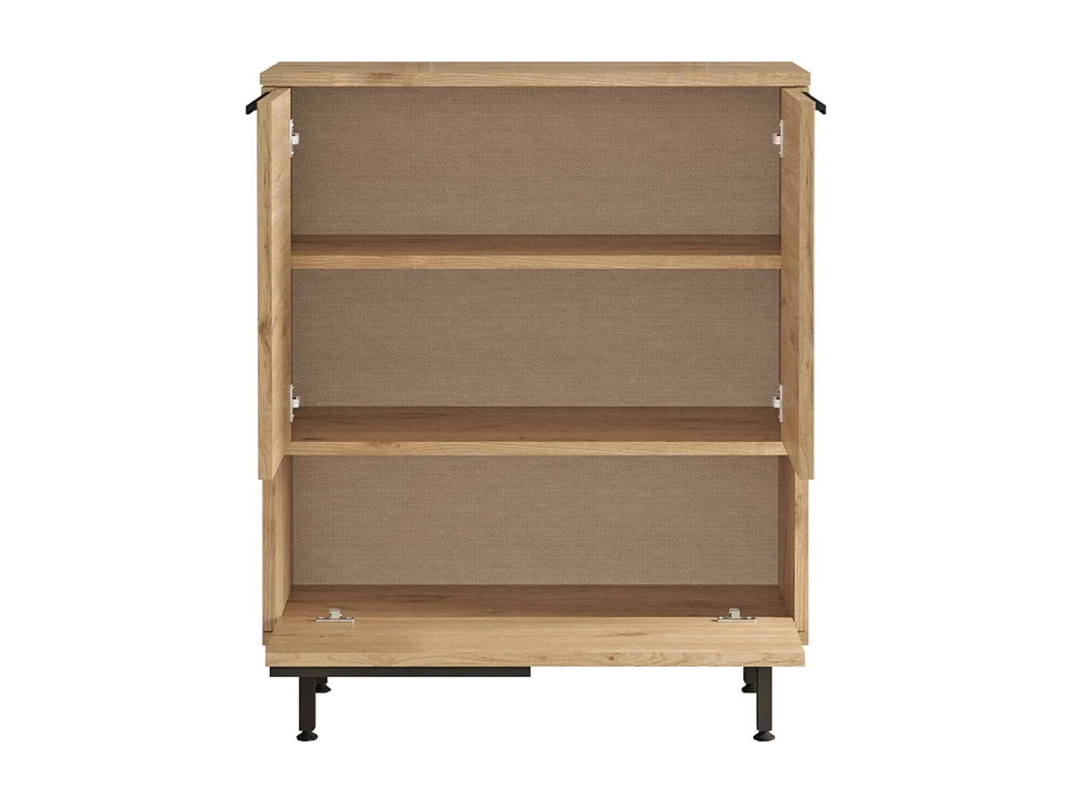 Meuble à chaussures 3 portes finition bois et cannage 75x90cm ABA