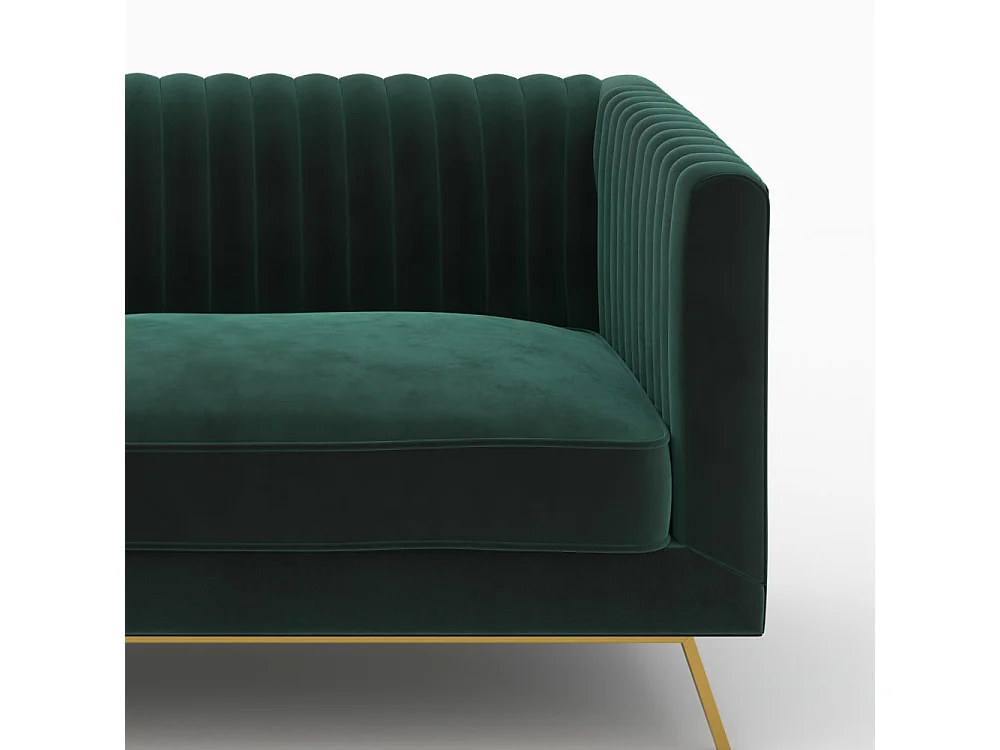 Ensemble canapé et fauteuil en velours vert 4 places - Gatsby