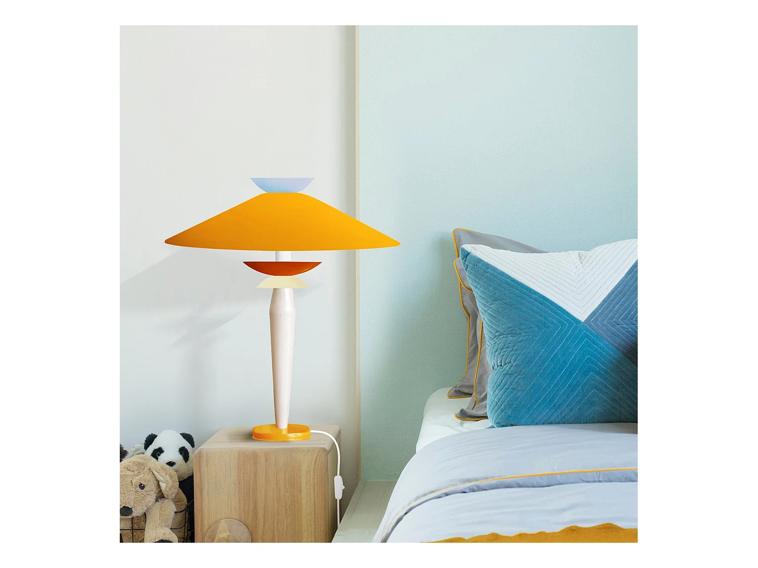 Lampe a Poser TOSEL ,métal,bois,Jaune ,H52xD39xP39cm